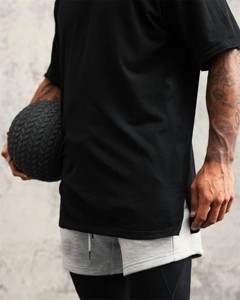 เสื้อยืดแขนสั้นสำหรับผู้ชาย, เสื้อยืดโอเวอร์ไซส์สำหรับเล่นกีฬาวิ่งออกกำลังกายผ้าฝ้ายฤดูร้อน - Product Image 4