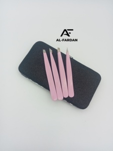Pince à épiler pour sourcils rose clair, à pointe inclinée carrée, en acier inoxydable, avec logo personnalisé - Product Image 6