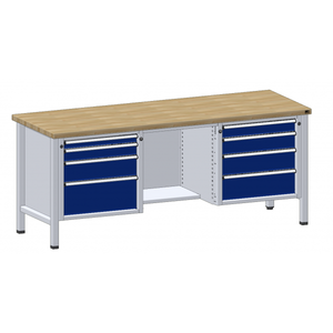 ANKE Banco da lavoro V/T-BL 2000 mm Modello 327 V, Pos. 1 Piano in Faggio Massello (BMP); 40 mm RAL 7035 / - Product Image 1