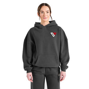 Sudadera con Capucha Extra Grande de Alta Calidad para Mujer, de Felpa de Algodón, Estilo Casual Urbano, Hombros Caídos, Logotipo Frontal con Bordado 3D Personalizable - Product Image 4