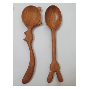 เครื่องใช้บนโต๊ะอาหารที่ทำจากไม้แบบชนบทช้อนไม้ส้อมและชามไม้ตกแต่งห้องครัวบ้าน - Product Image 4