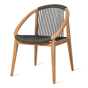 Meubles de villa de jardin de patio extérieur dinant des chaises en bois de teck naturel avec la conception moderne tissée de corde-Bizar - Product Image 1