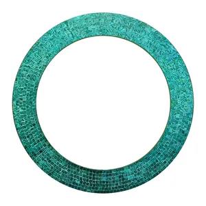 Green Mosaic Art Decorative Wall <b>Mirror</b> by Mughalcrafts. - Product Image 1