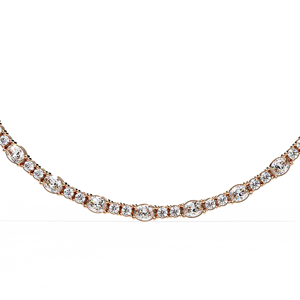Collar de oro de 14 quilates con diamantes cultivados en laboratorio ovalado y redondo para mujer, ropa de fiesta con opciones de oro amarillo Rosa Blanco - Product Image 5