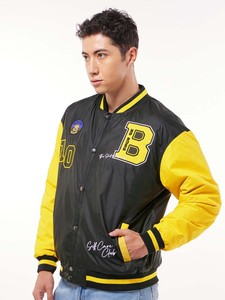 เสื้อแจ็กเก็ตผ้าแคนวาสสำหรับผู้ชายเสื้อแจ็คเก็ตผ้าแคนวาสปักลายสไตล์วิทยาลัยแบบไม่มีปกเสื้อหนังขนสัตว์ - Product Image 3