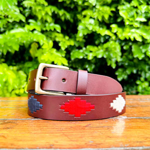 เข็มขัดโปโลด้ายไนล่อนรีไซเคิลแนววินเทจพร้อมหมุดทองเหลืองสำหรับหัวเข็มขัดหนังแท้สไตล์ลำลองดีไซน์แบบอาร์เจนตินา - Product Image 1