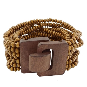 Conjunto de brazaletes de pulsera de mujer de moda de madera marrón y Blanca Regalo de corte de corazón redondo INDIA ART PLACE - Product Image 3