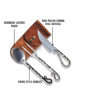 Factory Price Classic Design Medieval Cutlery <b>Set</b> Hand Forged Viking Knife <b>Spoon</b> <b>and</b> <b>Fork</b> Flatware <b>Sets</b> for Giveaways - Product Image 3