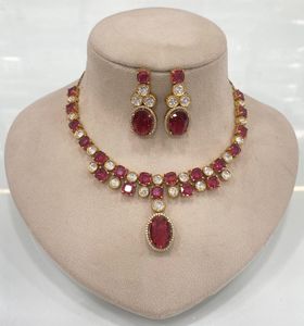 Collier de mariée ensemble avec boucles d'oreilles classique en laiton cuivre opale en forme de fleur conception chaîne à maillons colorés pour les mariages fêtes cadeau - Product Image 2