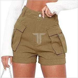 Femmes été décontracté taille haute extensible toile Cargo Jean Shorts séchage rapide respirant Streetwear avec poches - Product Image 5