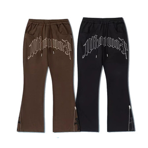 Wholesale Custom Oversized <b>Flared</b> Hip Hop Casual Cotton Color <b>Men</b> Flare Pants Factory Manufcature - Product Image 1