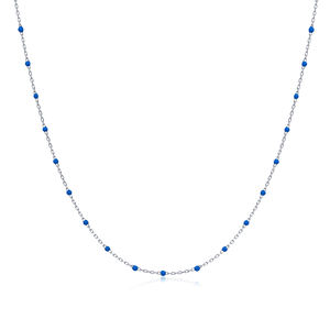 Collier chaîne tendance en argent sterling 925 turc, plaqué rhodium, avec design émaillé bleu, fait main, vente en gros, bijoux pour femmes - Product Image 4