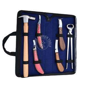 Kit complet de sablage et de coupe de sabots équestres, pince à sabots lourde, lame de sabot en acier inoxydable, paire de couteaux à boucle et marteau de maréchal-ferrant forgé - Product Image 1