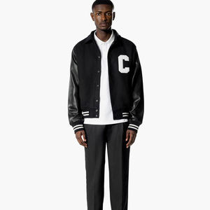 Chaqueta universitaria de cuero de lana de alta calidad, parches de chenilla bordados, chaqueta Letterman, chaqueta de béisbol universitaria personalizada para hombres - Product Image 1