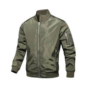 Men's Windproof Autumn Jacket with Stand Collar Custom Logo Long Sleeve Casual Bomber Jacket <b>Applique</b> Decoration Winter Coated - Product Image 3