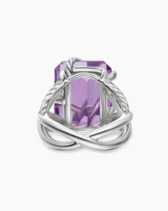 Bague de câble pour bijoux de mode pour femmes en argent sterling 925 massif avec cristal violet et bijoux en diamants blancs - Product Image 3