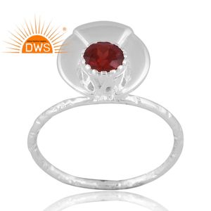 แหวนเงินแท้ประดับพลอยโกเมนธรรมชาติ งานแฮนด์เมดล่าสุด ออกแบบตามสั่ง ผู้จัดจำหน่ายเครื่องประดับอินเดีย - Product Image 1