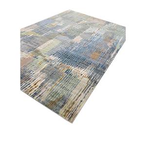 พรมขนสัตว์ถักมือ Blythe Blue Classic ขนาด 9x12 ฟุต ลายสี่เหลี่ยมแบบนามธรรม สำหรับปูพื้นบ้าน ห้องนอน และทางเดิน - Product Image 2