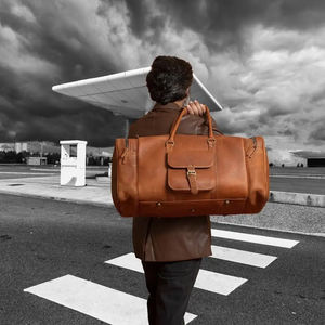 La última bolsa de viaje grande y elegante con ruedas, personalizada, hecha a mano, de cuero de búfalo de grano completo, venta de cuero genuino - Product Image 3