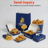 Boîtes à poulet frit personnalisées, conformes aux normes alimentaires, emballages jetables pour la restauration rapide, pour hamburgers, frites, boîtes à emporter en papier avec logo