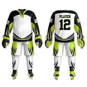 Maillots de hockey sur glace 100% polyester OEM Vêtements d'équipe de hockey Chemises personnalisées Sublimation Vêtements d'équipe pour enfants et adultes Uniformes de hockey sur glace - Product Image 1