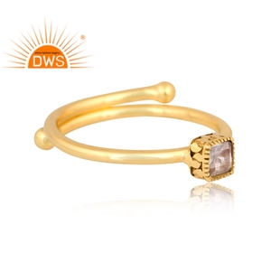 Último diseño hecho a mano 18K chapado en oro aguamarina natural piedra preciosa anillo apilable Demi joyería fina para mujer regalo para ella - Product Image 3