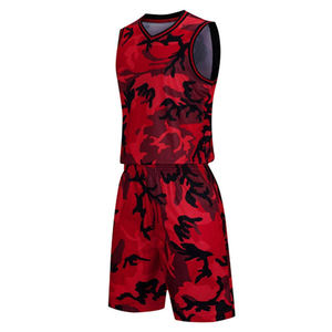 Uniforme de Baloncesto Unisex al Por Mayor de Alta Calidad, Transpirable, con Impresión por Transferencia de Calor Roja, 100% Poliéster, de Secado Rápido - Product Image 3