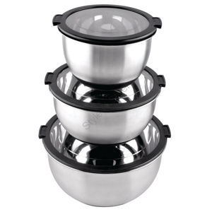 Stainless Steel Wholesale Premium Antiskid <b>Lid</b> <b>Bowl</b> 3-piece Set - Product Image 1