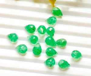 Natural Green Strawberry Quartz Loose Gemstone Micro Faceted Teardrop Side Drill Gemstone 6x8mm - Product Image 1