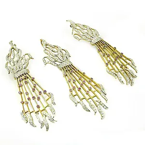 Broches de Mano de Lujo con Rubíes y Baño de Oro, Joyería de Cristal Moderna para Mujer, para Regalo de Fiesta, con Flores, Perlas y Diamantes - Product Image 2