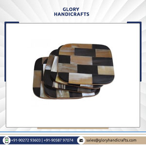 High Quality Crystal Wooden Mats Pads <b>Set</b> Exclusive New Design Classic Horn Coaster <b>Square</b> Placemat for Daily Tea Use - Product Image 2