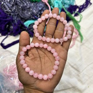 สร้อยข้อมือลูกปัดโรสควอตซ์ขนาด8มม. กำไลพลอยสีชมพูธรรมชาติสำหรับการตกแต่งสร้อยข้อมือคริสตัลแท้สำหรับความรัก - Product Image 2