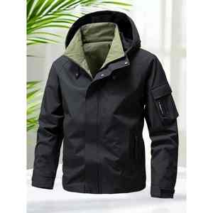 2025 Men's Waterproof Zip <b>Hooded</b> Softshell Jacket <b>Winter</b> Outerwear <b>Coat</b> <b>with</b> Pockets for Hiking and Camping - Product Image 1
