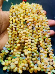 Perles de pierre en forme de larme d'opale éthiopienne faites à la main bijoux en pierres précieuses opale Welo naturelle lisse bijoux en perles en vrac - Product Image 2