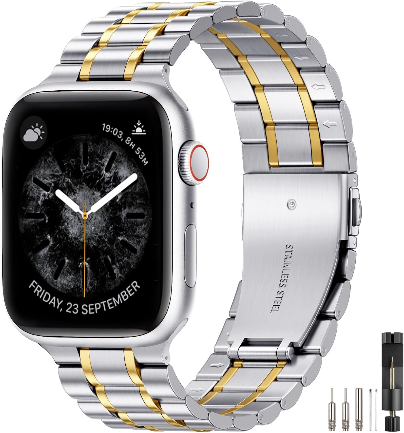 Plata mate/oro pulido