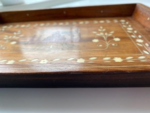 Wooden Traditional Design Bone Inlay Tray Elegant Handcrafted Serving Plate Decorative Home Centerpiece Multi Use Stylish - Product Image 6