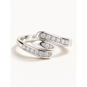 Bague ouverte en acier inoxydable plaqué or rose avec zircon cubique marquise - Style incrusté tendance - Product Image 1