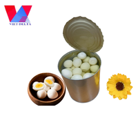 425g Œufs de caille cuits en conserve, en saumure/eau salée, processus de nettoyage, longue durée de conservation, export Vietnam / Marque Viet Delta Lily