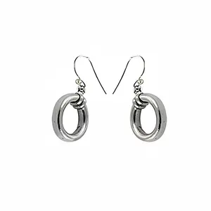 Boucles d'oreilles ovales en argent fin pour femmes - Style pendantes - Product Image 3
