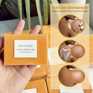 Jabón <span class=keywords><strong>Artesanal</strong></span> en Barra de Cúrcuma, Limón y Ácido Kójico OEM 100g, Antiacné, Exfoliante, para Piel Grasa, Modelo de Moda para Comercio Transfronterizo - Product Image 3