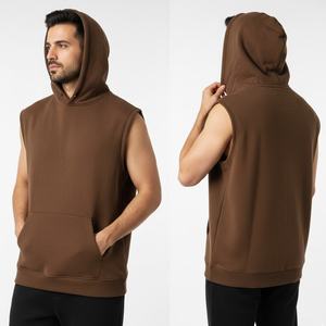 <b>Mens</b> <b>Sleeveless</b> <b>Hoodie</b> 100% Cotton Winter Athletic Fit Soft Lightweight Workout Shirt Running Gym Training Outdoor Sports Custom - Product Image 2