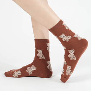 Calcetines de Algodón Transpirables para Mujer, Diseño con Gráfico de Oso, Estilo Casual Coreano para Uso Diario, Calcetines con Diseño de Animales - Product Image 6