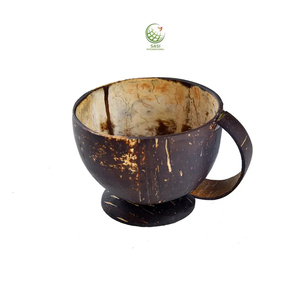 Tasses et soucoupes à thé et soucoupes en coquille de noix de coco 100% naturelle 100ml jetables pour le café et la maison - Product Image 4