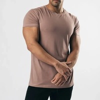 Toptan Erkek Günlük Spor Giyim Örme Tişörtler %100 Pamuklu Kumaş Kısa Kollu Düz Renk Nefes Alabilen Çekmez Tüylenmez