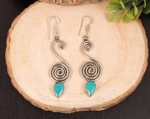 Pendientes de Piedra Larimar Recién Llegados, Estilo Vintage, Chapados en Platino, Unisex, Certificados por IGI, Creaciones Budistas HARI OM, para Bodas - Product Image 6