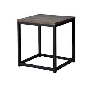 Mesa auxiliar cuadrada moderna de hierro con tapa de madera para muebles de sala de estar para el hogar - Product Image 3