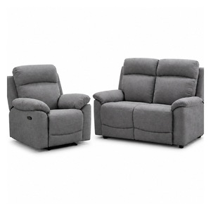 โซฟาปรับเอนผ้าสีเทาเข้มทันสมัยพร้อมโครงไม้ ที่นั่งสองที่นั่งหุ้มเบาะสำหรับพักผ่อนในห้องนั่งเล่น - Product Image 3