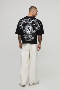 T-shirt Homme Personnalisé Haut de Gamme à Épaules Tombantes 300 Grammes Uni Coupe Droite Courte Polyester/Coton Respirant Streetwear Luxe - Product Image 2