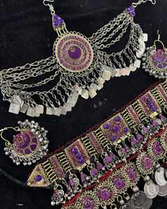 Modern Islamic Stainless Steel Handmade Afghan Ethnic <b>Jewelry</b> <b>Set</b> for Women with Colorful Stones for <b>Bridal</b> Party Cultural Wear - Product Image 3