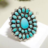 Bague classique en turquoise taille ovale pour femme, faite à la main, en argent sterling 925, sertie clos, ethnique, personnalisable, pour fiançailles et mariage